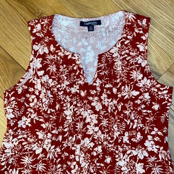 Chadwick’s Pintuck Dress, Sleeveless, Notched Neckline, Floral Print, size PS - Picture 3 of 6